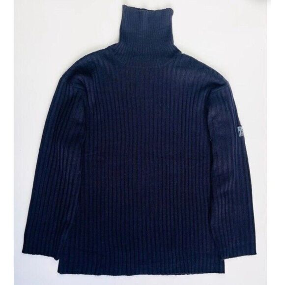 SOUTHPOLE Vintage Sweater Navy Blue Knit Turtleneck 90s Y2K Acrylic Chenille XL - Picture 1 of 4